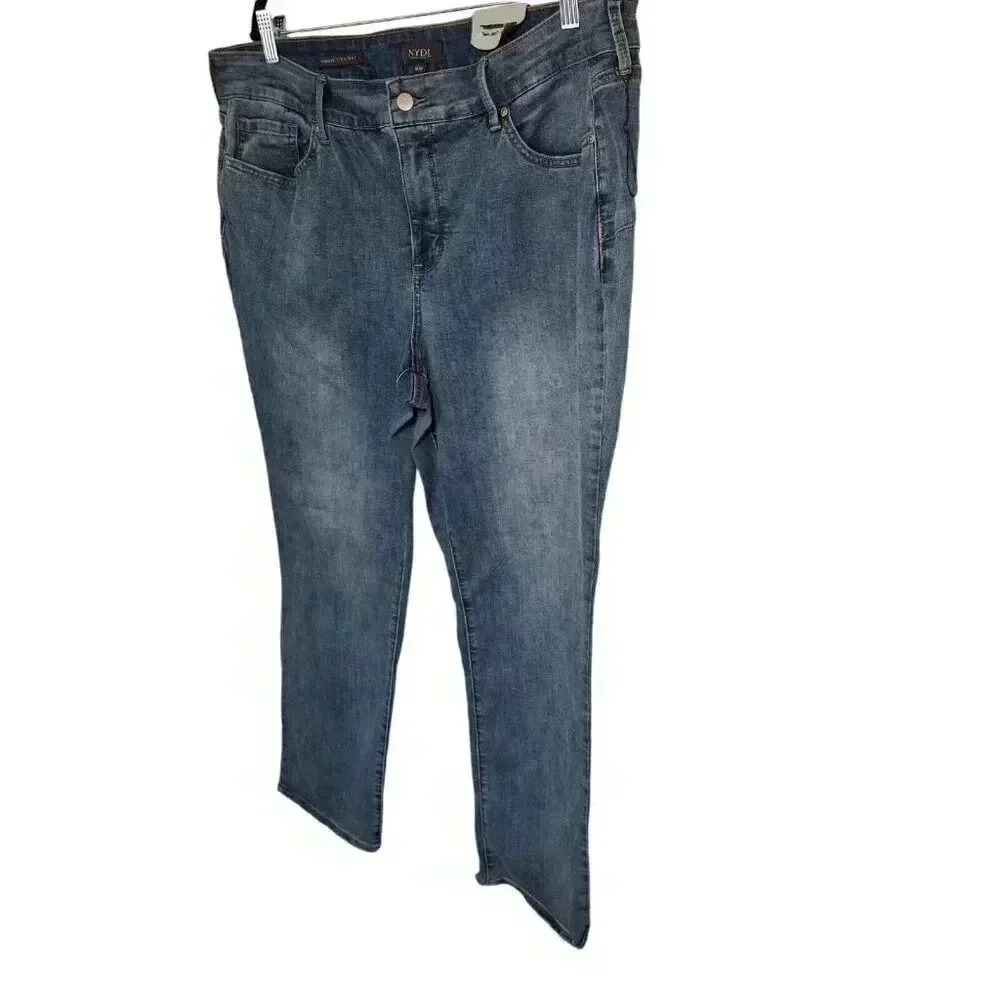 NYDJ Jeans Women 18W Marilyn Straight Cool Embrace Lift Tuck Medium Wash Stretch